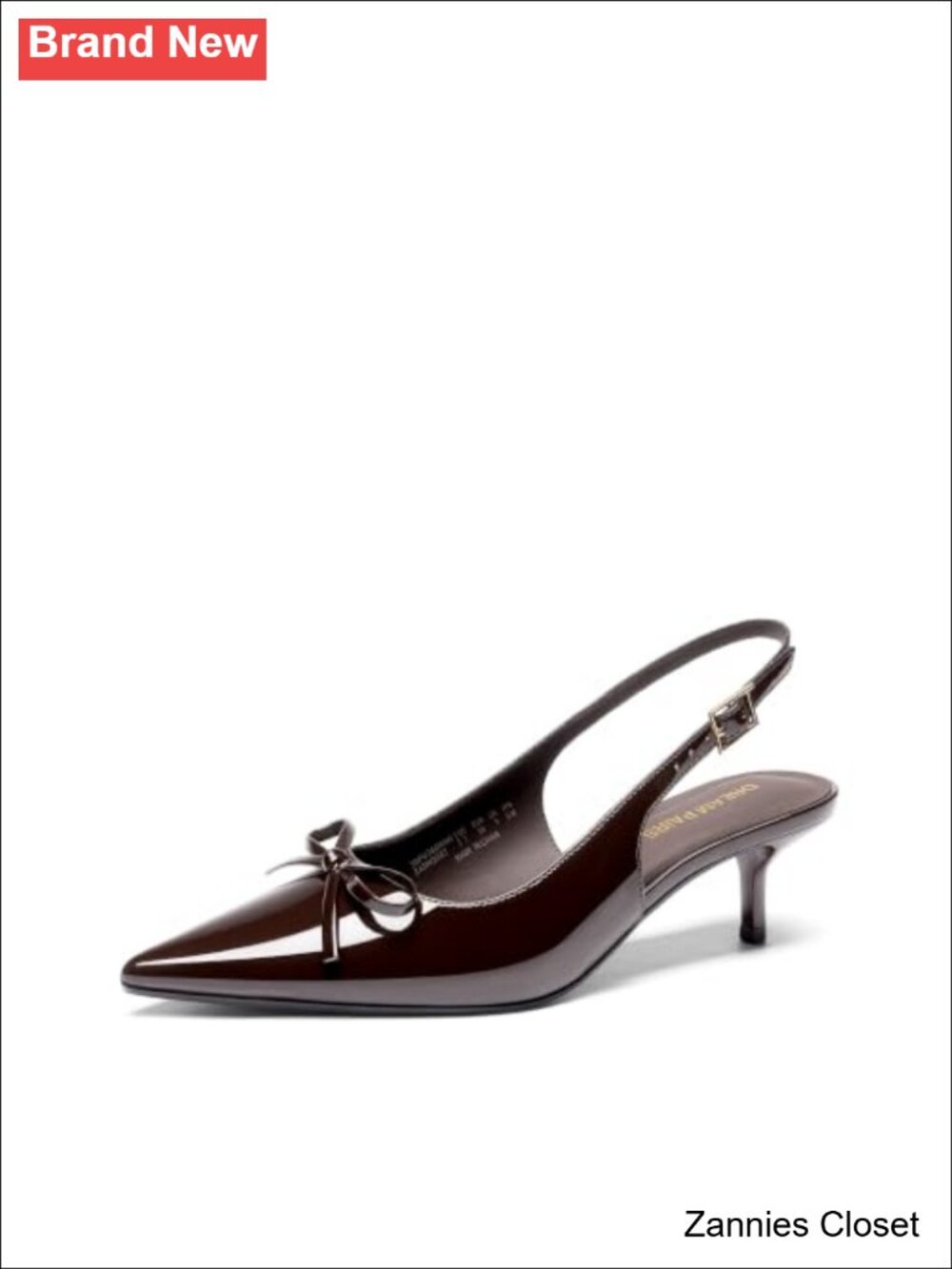 ✨ DREAM PAIRS Women Slingback Kitten Heel Pointed Toe Pumps Faux Leather